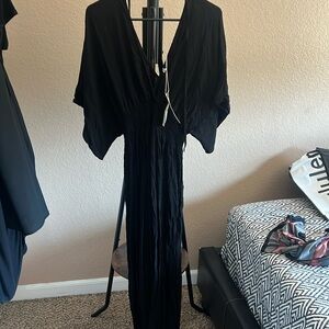 Love stitch black jumpsuit short sleeve